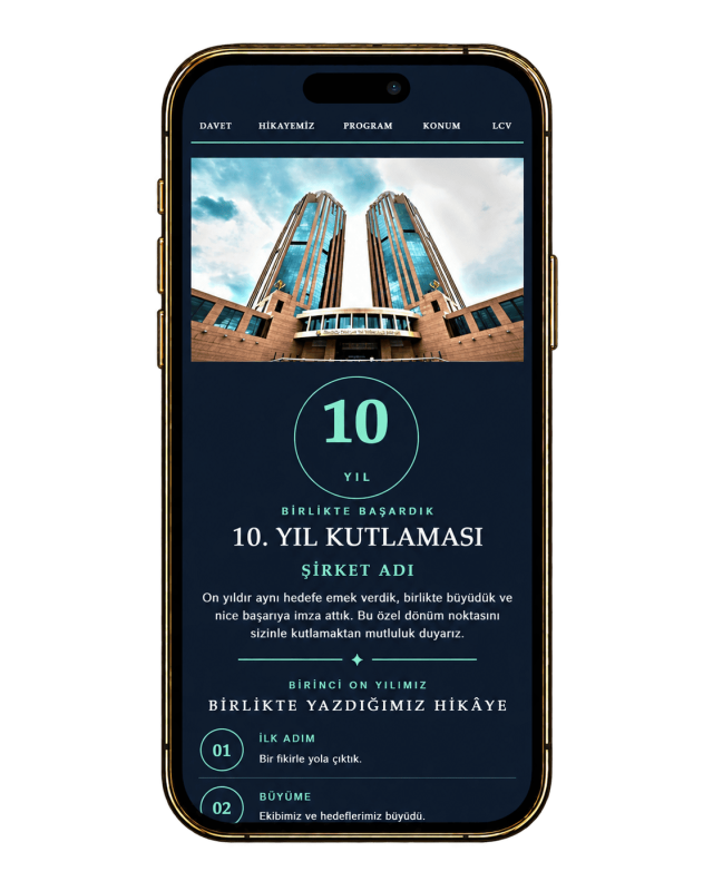 Şirketin 10. yıl kutlaması için dijital davetiye
