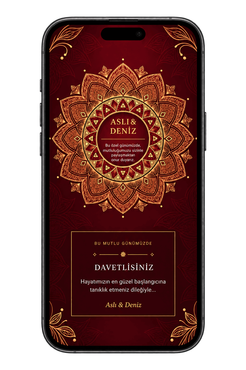 MD02 Elegant Burgundy dijital davetiye