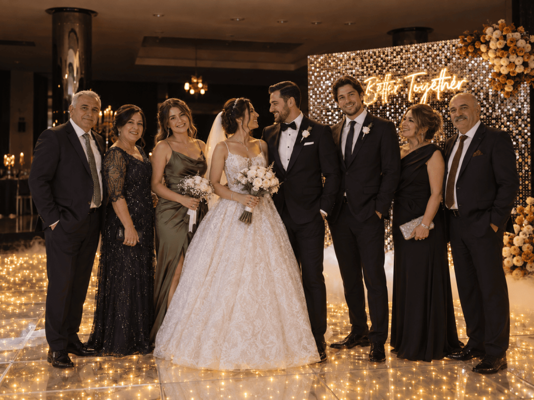 Bursa Marka Davet düğün salonunda gelin damat ve eğlenen davetliler