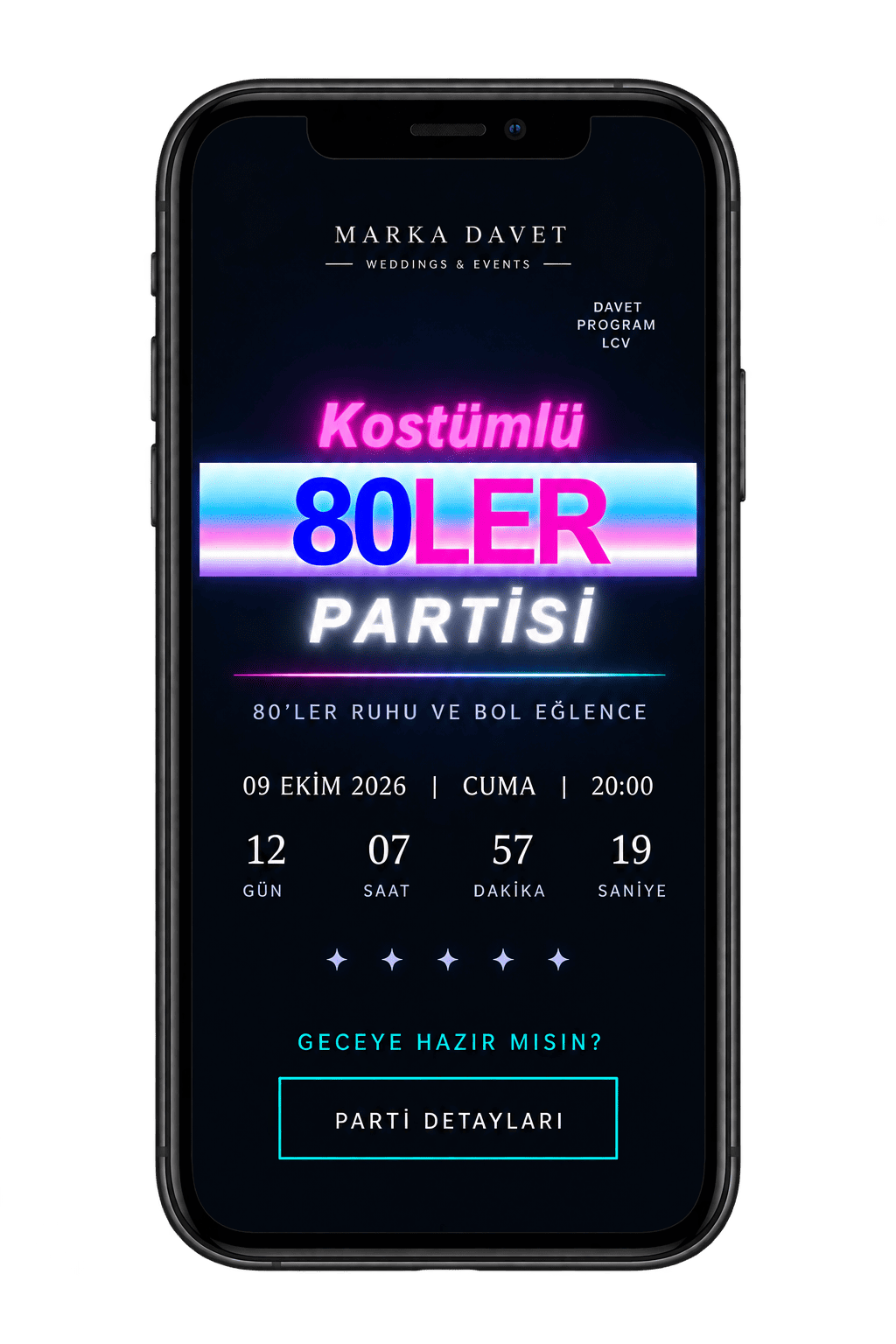 MD00 80'ler Partisi dijital davetiye